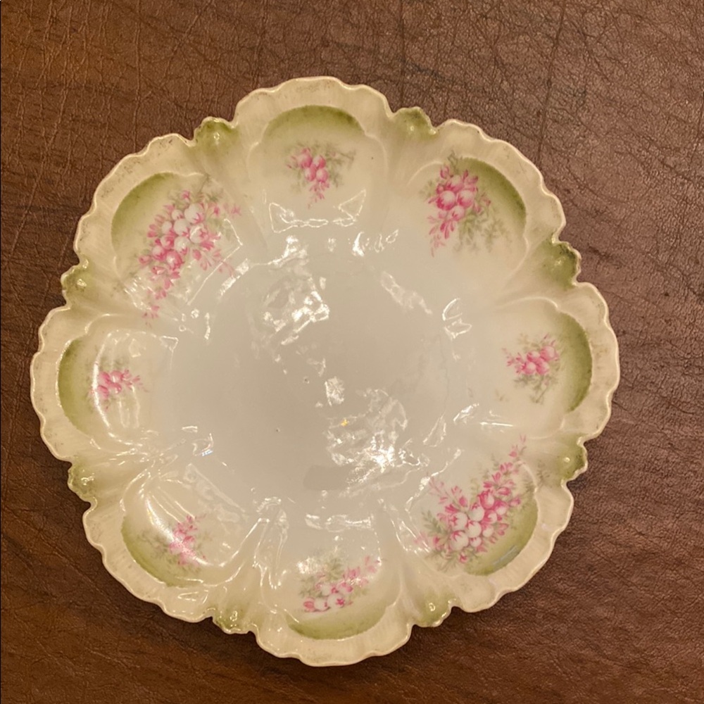 Antique Porcelain Floral Scalloped Edge Dessert Plate